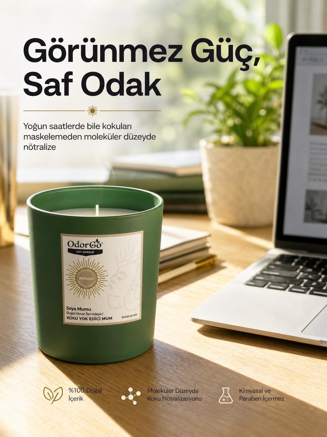Çalışma masası sahnesinde ürün reklam görseli